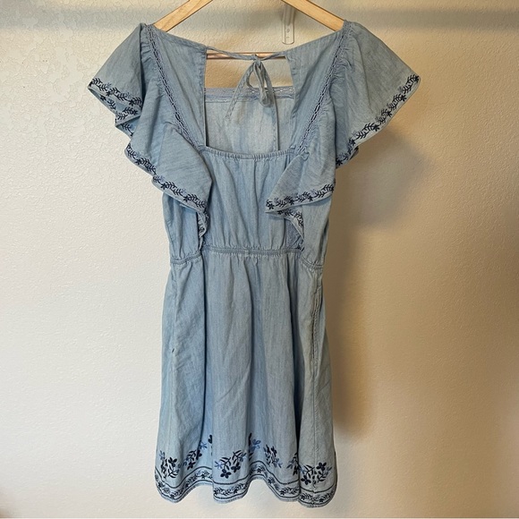 Mini Denim Ruffle Dress - Picture 5 of 6